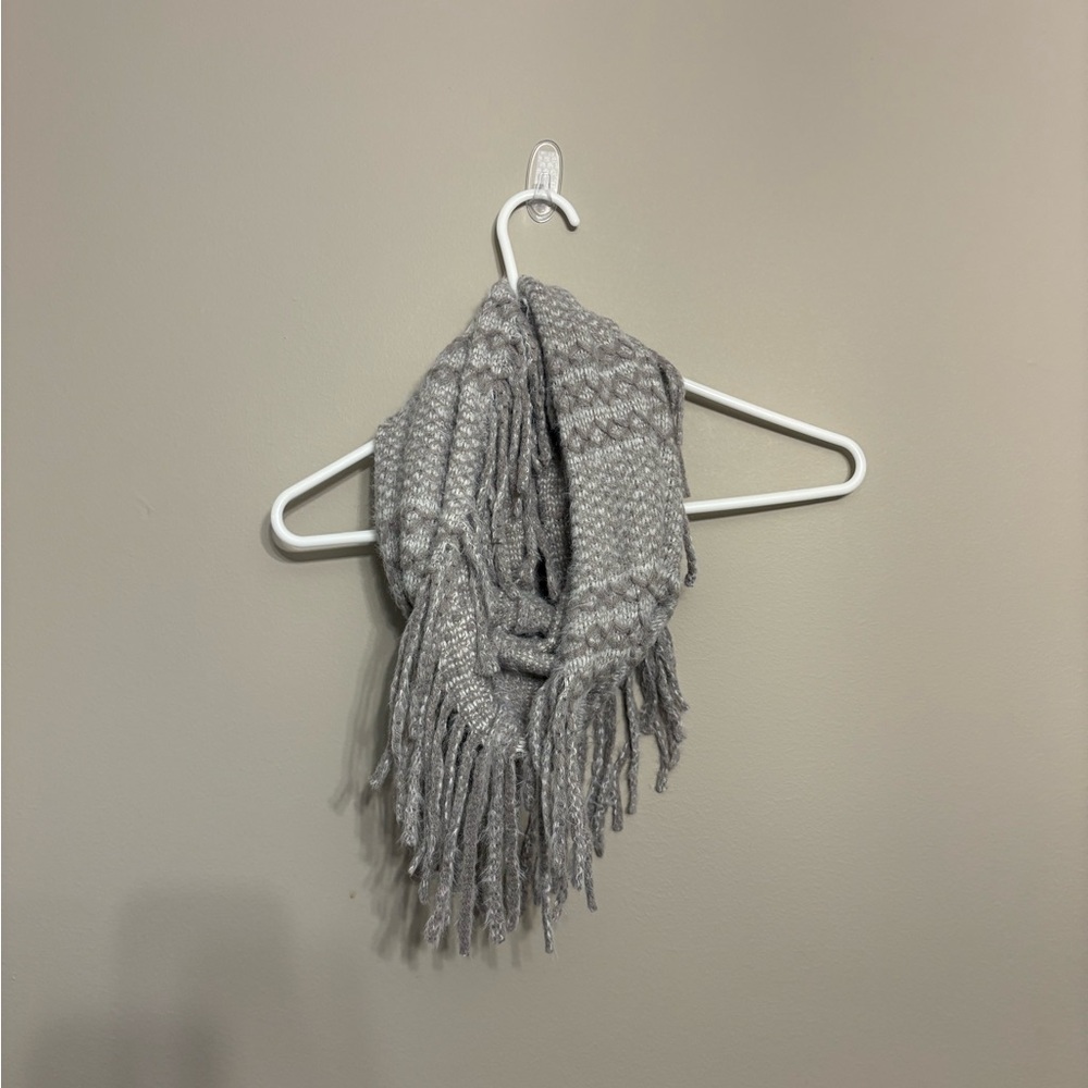 Gray Fringe Scarf